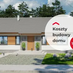 Nowoczesny dom jednorodzinny o powierzchni 100 m² z podjazdem i ogrodem.