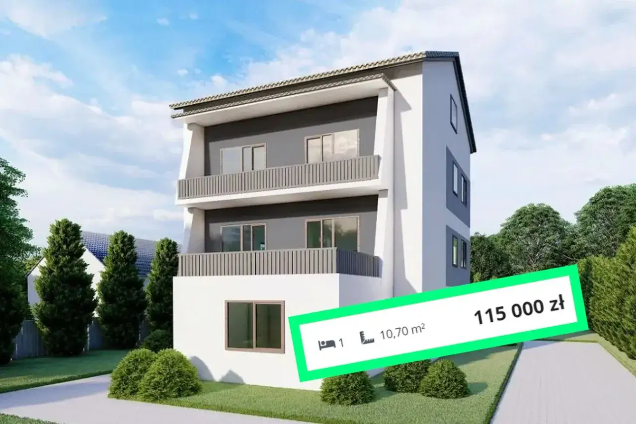 Nowoczesny dom z balkonami, 10,70 m², 115 000 zł. Kto to? Może flipper?